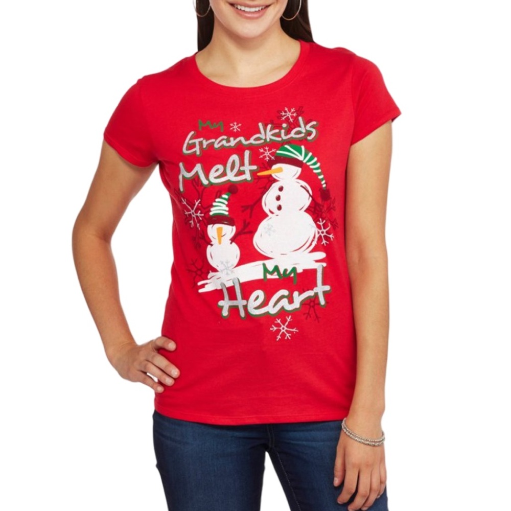 Women's Grandkids Melt my Heart Short Sleeve Graphic T-Shirt. Large